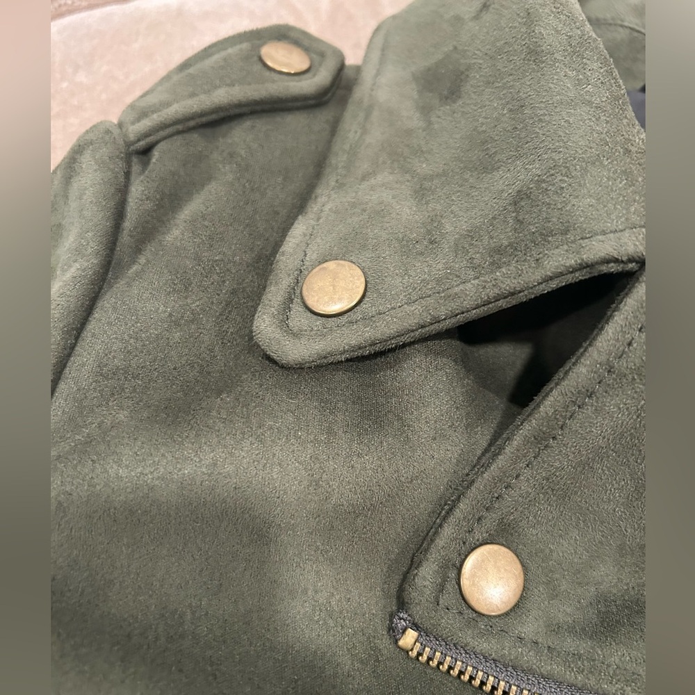 Dark Green Vegan Suede Jacket XS - Picture 14 of 15